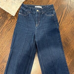 Zara Women's Dark Blue Flare Jeans